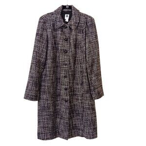 Gap Black White Tweed Coat Large Longline Warm Winter